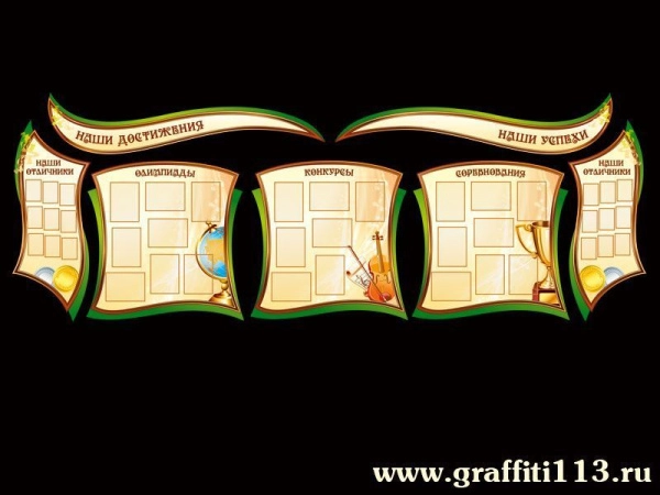 Стенд Наши успехи для размещения большого количества дипломов, грамот и сертификатов учеников, а также фотографий медалистов