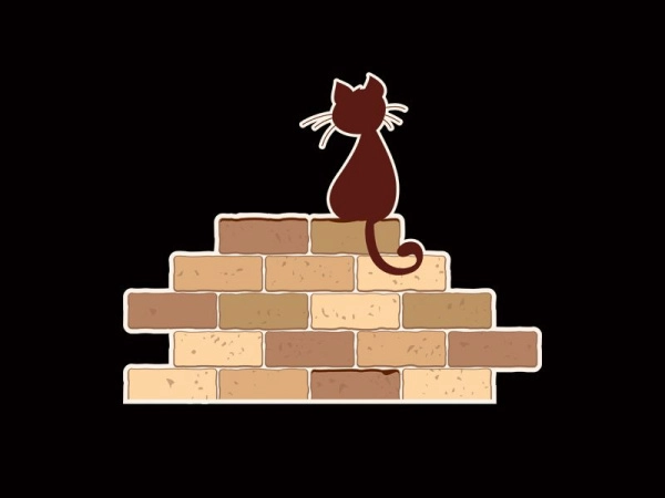 Декор для школы в виде кирпичной стены с силуэтом кота для украшения школьного коридора