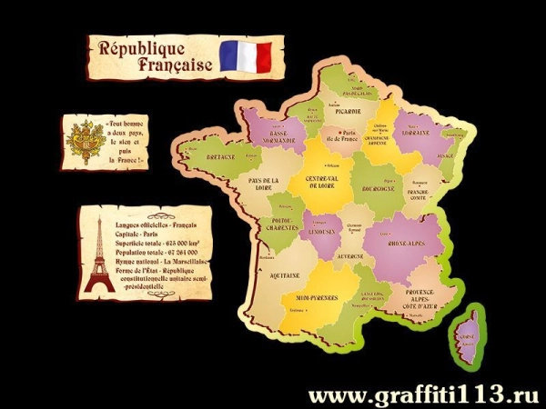 Стенд фигурный Карта Франции в кабинет иностранного языка