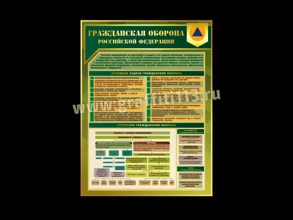 Стенд Гражданская оборона для размещения в школьном кабинете ОБЖ.