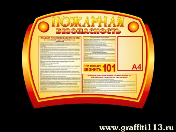 Стенд Пожарная безопасность в ДОУ с важнейшей информацией по теме и карманом А4 формата