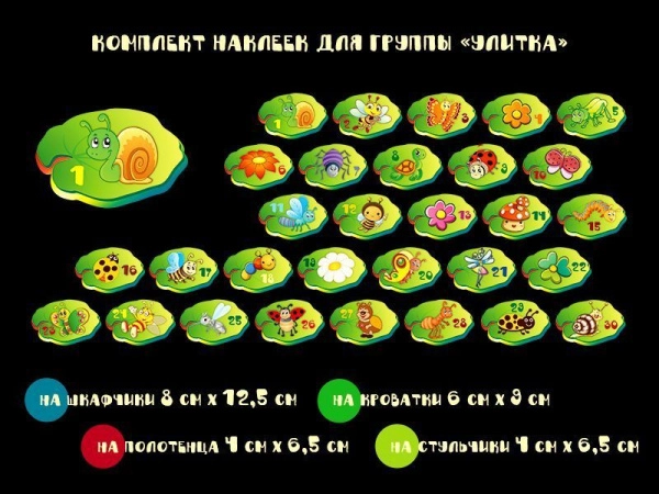 Комплект наклеек для группы Улитка