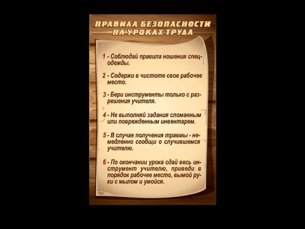 Пособие "Техника безопасности на уроке технологии", арт. НП-8302