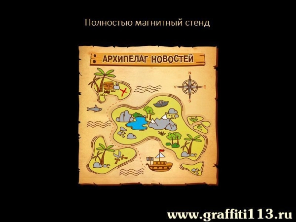 Красочный магнитный стенд для школы в виде старой карты сокровищ