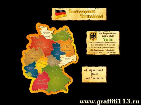 Стенд фигурный Карта Германии для кабинета немецкого языка, композиция с информационными табличками