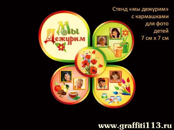 Стенд Мы дежурим - оформление для группы МАКИ в детском саду.