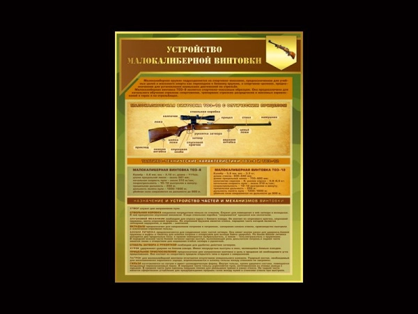 Стенд Устройство малокалиберной винтовки для оформления кабинета ОБЖ