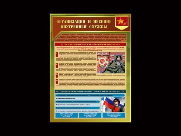 Стенд Организация и несение внутренней службы для размещения в школьном кабинете ОБЖ