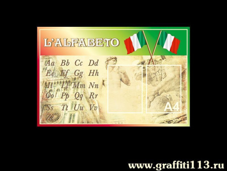 Стенд в кабинет иностранного языка с итальянским алфавитом, арт. ИЯ-062